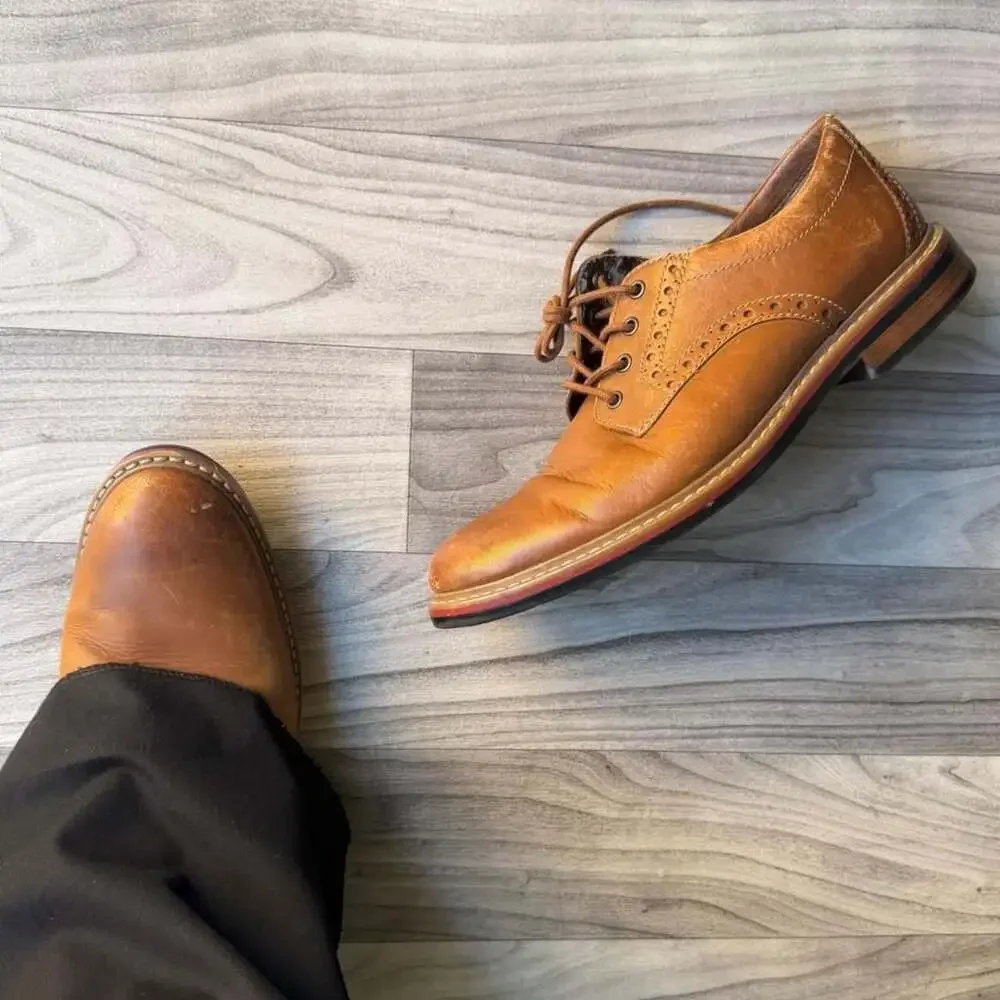 Bostonian Tan Leather Wingtip Oxford Dress Shoes Size 8.5